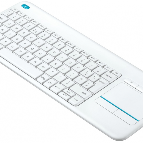 Brezžična tipkovnica Logitech K400 Plus Wireless Touch bela (Unifying, SLO gravura)