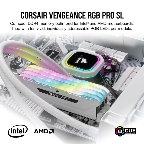 Corsair VENGEANCE RGB PRO SL 16GB (2 x 16GB) DDR4 DRAM 3200MHz PC4-25600 CL16, 1.35V