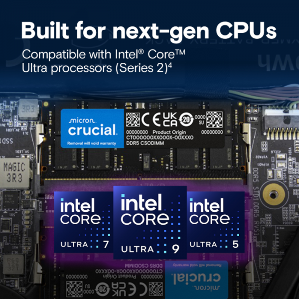 Crucial 32GB DDR5-6400 SODIMM CL52, 1.1V
