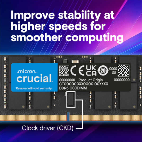 Crucial 32GB DDR5-6400 SODIMM CL52, 1.1V
