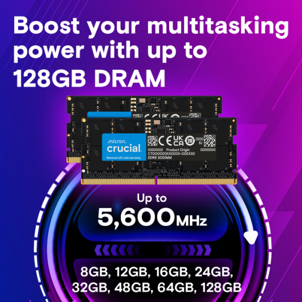 Crucial 48GB Kit (2x24GB) DDR5-5600 SODIMM CL46, 1.1V