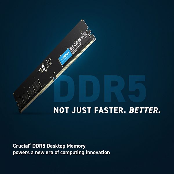 Crucial 64GB Kit (2x32GB) DDR5-4800 UDIMM PC5-38400 CL40, 1.1V