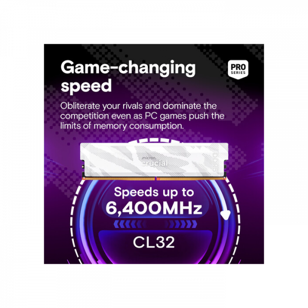 Crucial Pro 16GB DDR5-6400 UDIMM CL32, 1.35V, Bel