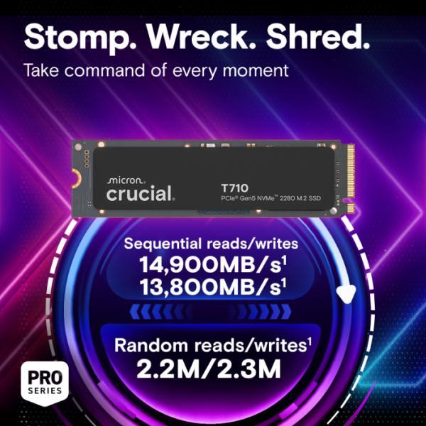 Crucial T710 2TB PCIe Gen5 NVMe 2280 M.2 SSD