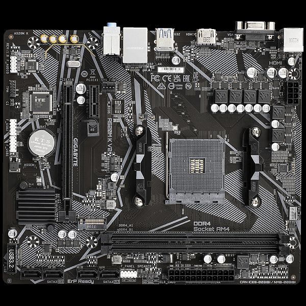 GIGABYTE A520M K V2, DDR4, SATA3, USB3.2Gen1, HDMI, AM4 mATX