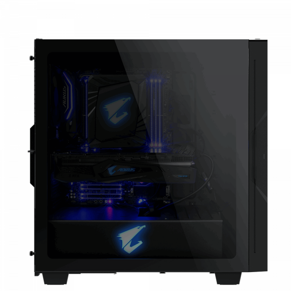 Gigabyte AC300G GLASS USB-C USB 3.1 Gen2 ATX AORUS RGB osvetljeno ohišje, črno