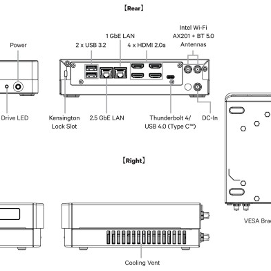 GIGABYTE BRIX PC NUC kit i3 1115G4, M.2 NVMe, 2.5 GbE, Wi-Fi 6 / BT5.2, Thunderbolt 4/USB4.0