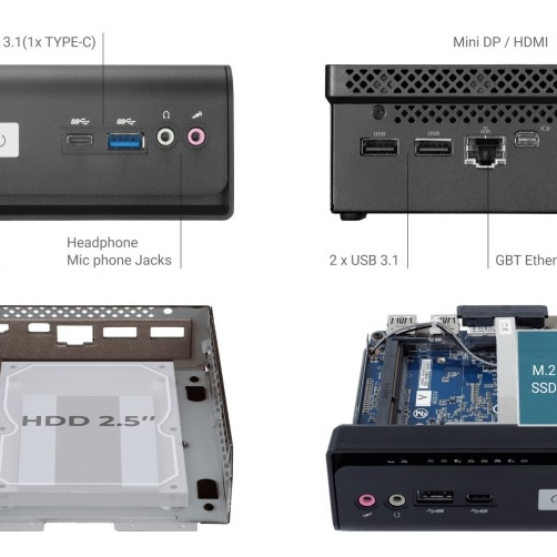 GIGABYTE BRIX PC NUC kit Pentium N6005, 2.5