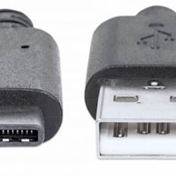 Kabel USB A/USB C MANHATTAN, moški/moški, USB 2.0, 1 m, črne barve