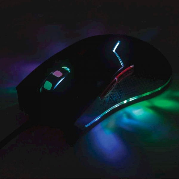 Žična optična igralna miška MANHATTAN, črna, USB, nastavljiv DPI, 6 gumbov, LED osvetlitev