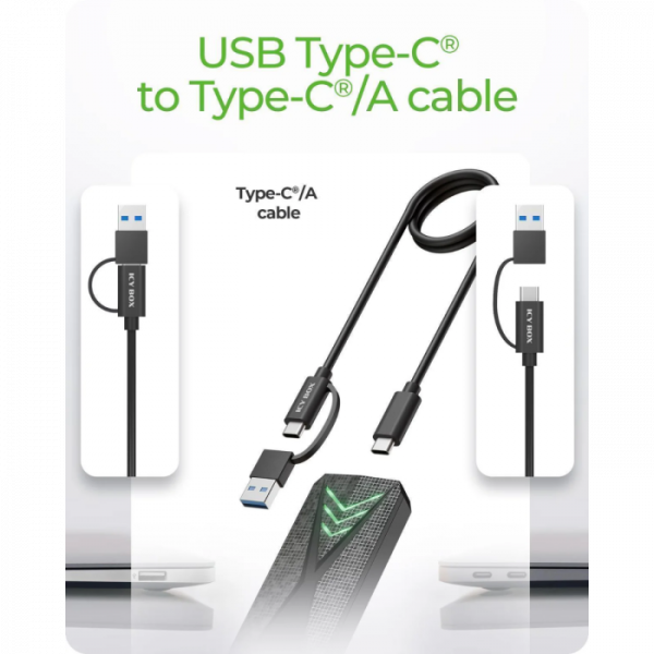 IcyBox E0019272 ohišje za M.2 NVMe SSD z vmesnikom USB-C 3.2 Gen 2 in RGB lučmi