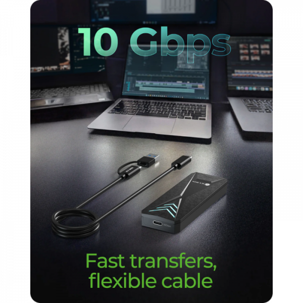 IcyBox E0019272 ohišje za M.2 NVMe SSD z vmesnikom USB-C 3.2 Gen 2 in RGB lučmi