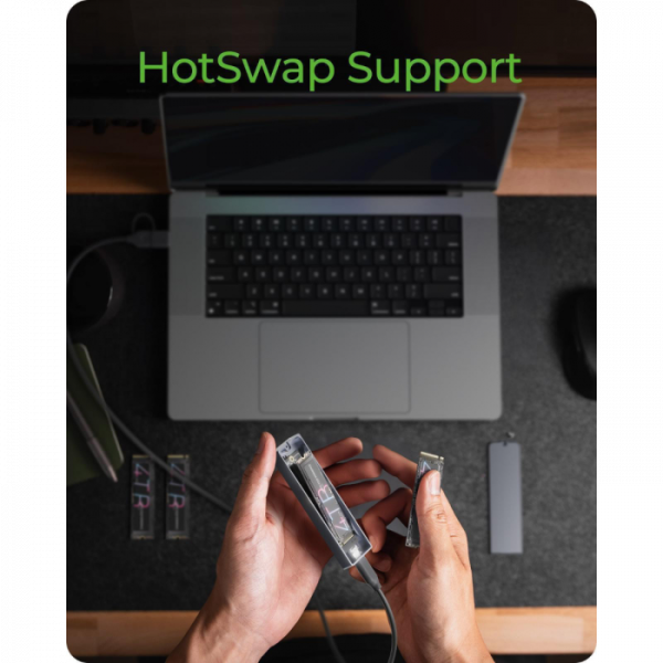 IcyBox IB-1826MCL-CU31 ohišje za M.2 NVMe/SATA SSD z vmesnikom USB-C 3.2 Gen 2 in RGB lučmi