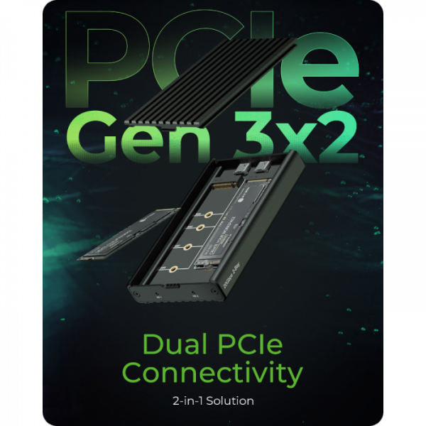 IcyBox IB-2817M-C32 ohišje za 2 M.2 NVMe z USB-C 3.2 Gen 2 priključkom
