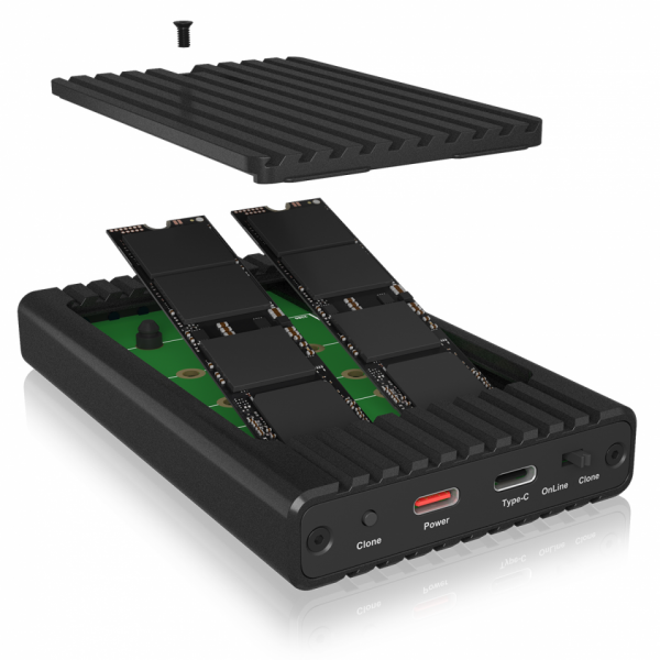 Icybox IB-2817MCL-C31 ohišje za 2 NVME SSD-ja s USB-C in USB-A priključkom