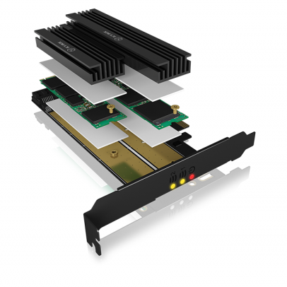 Icybox PCIe razširitvena kartica za 2x M.2 SSD-ja s hladilnikom 