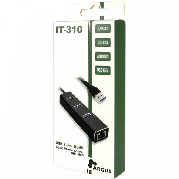 INTER-TECH ARGUS IT-310 gigabit LAN USB3.0 3-port hub mrežni adapter