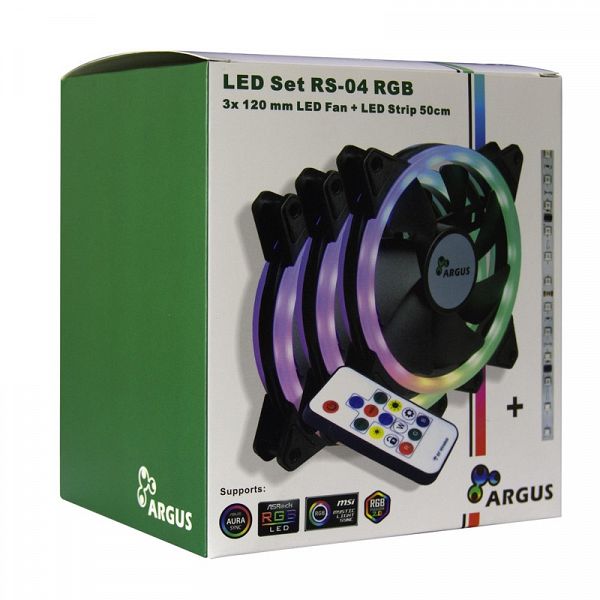 INTER-TECH Argus RS-04 RGB 120mm set 3x ventilator + LED trak + daljinski upravljalnik