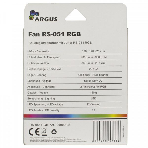 INTER-TECH ARGUS RS-051 RGB 120mm ventilator