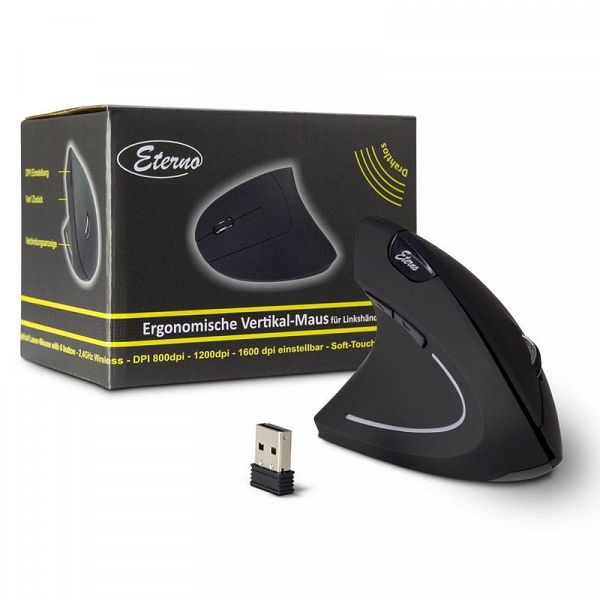 INTER-TECH Eterno KM-206L USB brezžična za levičarje optična za levičarje vertikalna miška