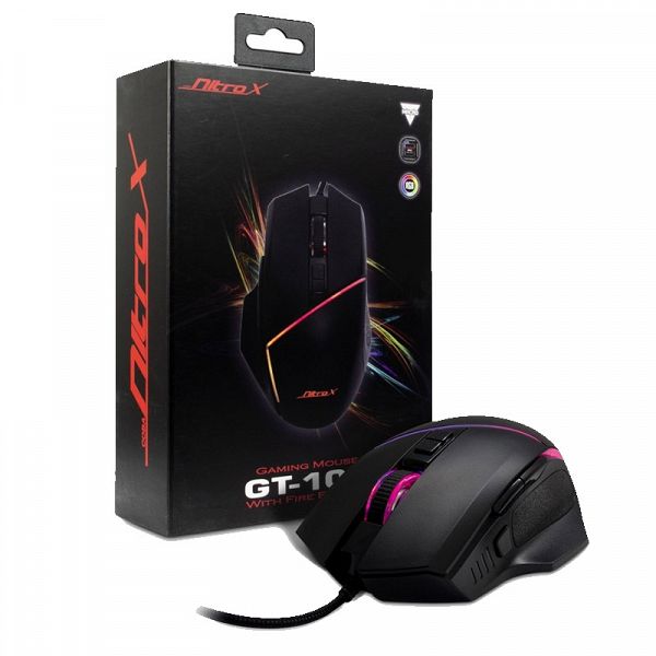 INTER-TECH Nitrox GT-100 RGB optična žična USB črna gaming miška