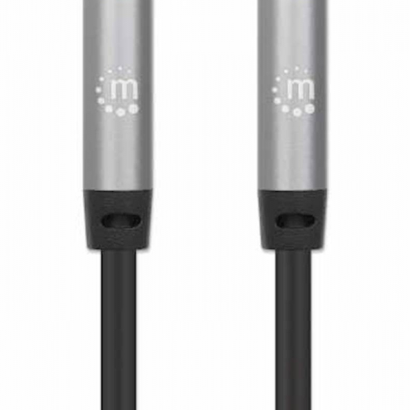 Kabel 3,5 mm Stereo moški/moški MANHATTAN, 3 m, črno/srebrna