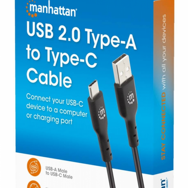 Kabel USB 2.0 A Male to USB-Cmale  2m MANHATTAN