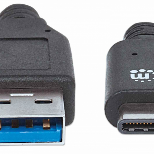 Kabel USB A/USB C SuperSpeed+ MANHATTAN moški/moški, USB 3.1 Gen 2, 0,5m, črne barve