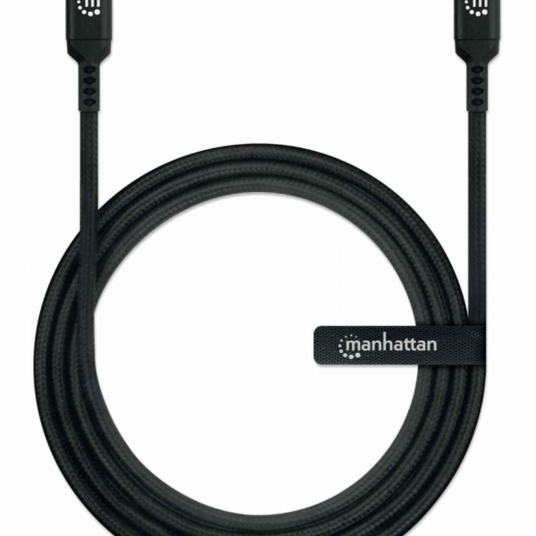 Kabel USB C/MFi-Certified 8-PinLightning MANHATTAN, moški/moški, 1m, črne barve