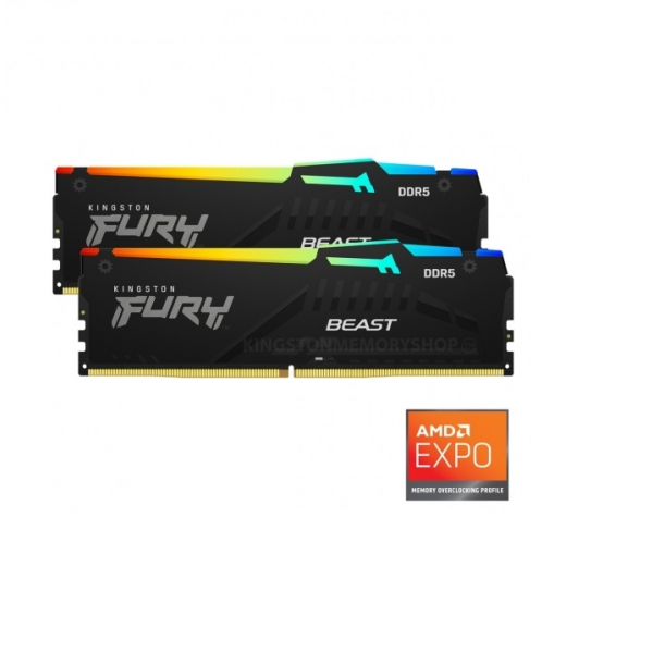 Kingston Fury Beast RGB 32GB Kit (2x16GB) DDR5-5600 DIMM PC5-38400 CL36, 1.25V