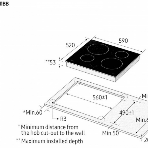 Kuhinjska plošča SAMSUNG NZ64M3NM1BB/OL induk.