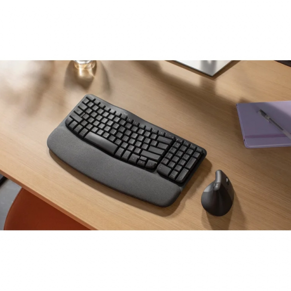 Logitech brezžična tipkovnica ergonomska Wave Keys črna SLO gravura