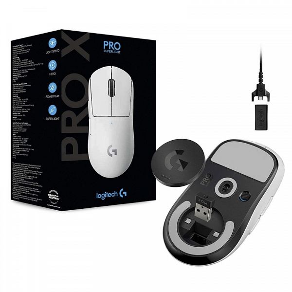 LOGITECH G PRO X Superlight senzor brezžična optična bela gaming miška