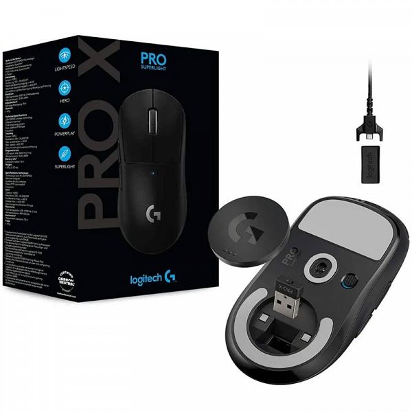 LOGITECH G PRO X Superlight senzor brezžična optična črna gaming miška