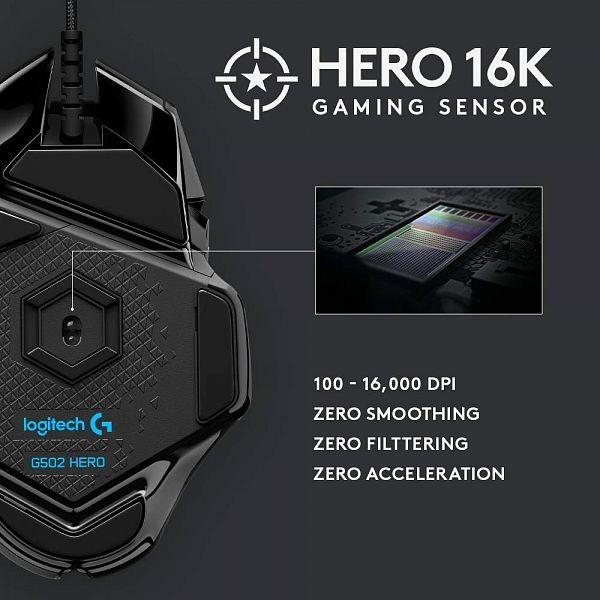 Logitech Gaming miška G502 Hero LED