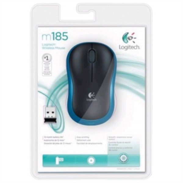 Brezžična optična miška Logitech M185 modra