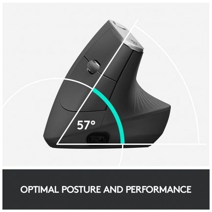 Logitech ergonomska miška cordless MX VERTICAL bluetooth, unifying, USB-C