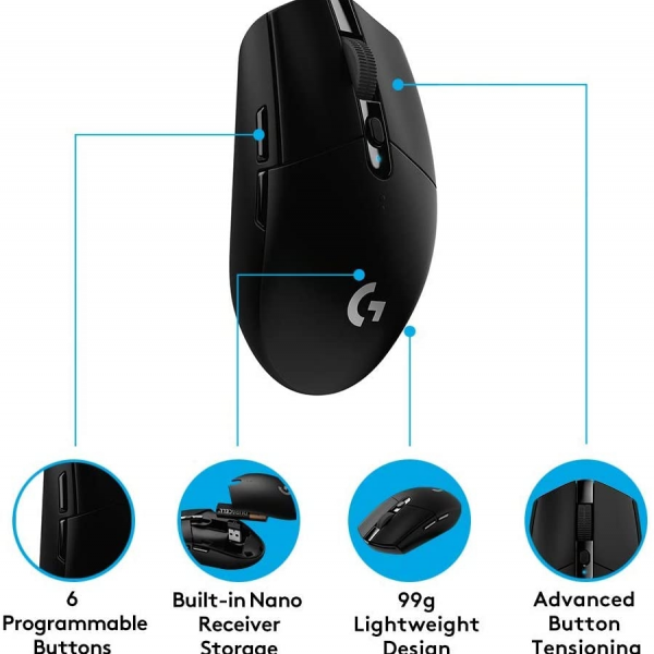 Logitech miška G305 LIGHTSPEED Brezžična Gaming, črna