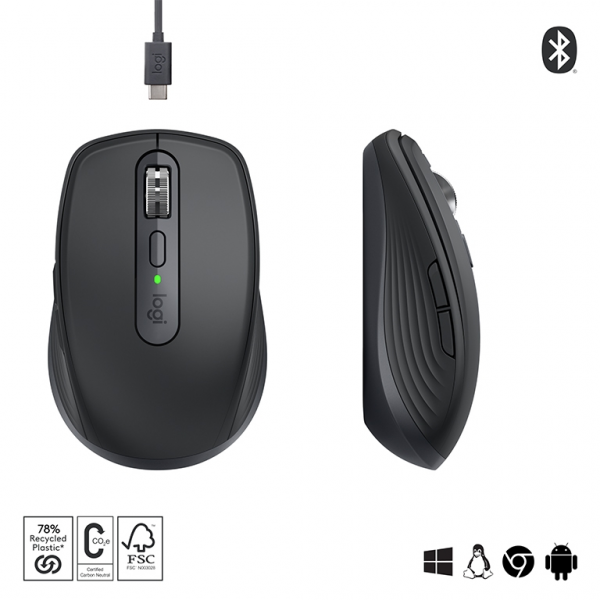 Logitech miška MX Anywhere 3S Bluetooth, DarkField laser
