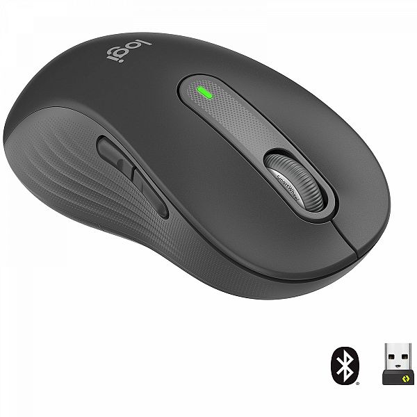 Logitech miška Signature M650, velikost L, Bluetooth, grafitna za levičarje