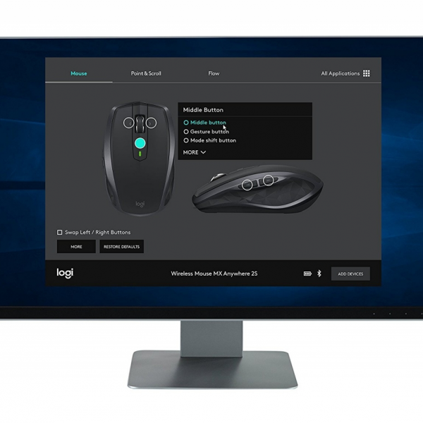 Logitech MX Anywhere 2S brezžična miška, modra