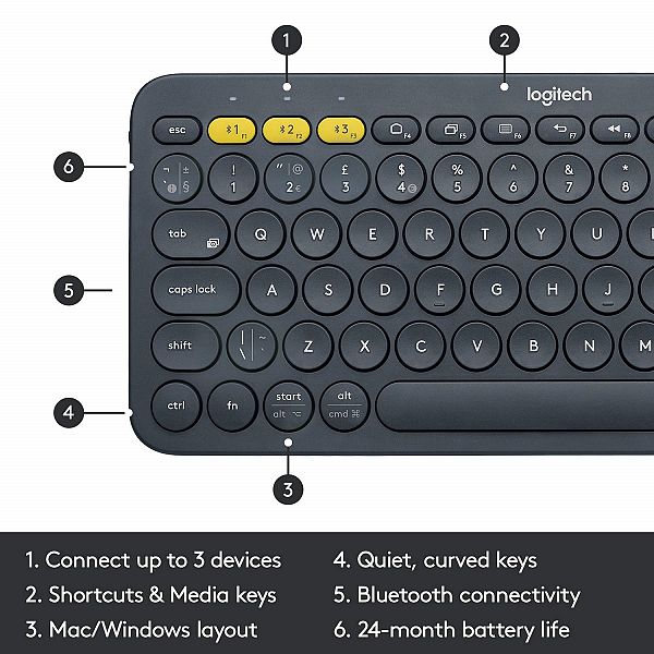 Logitech tipkovnica K380 Multi-Device, siva, SLO g. 