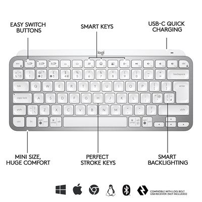 Logitech tipkovnica MX Keys Mini, bela barva, SLO g. 