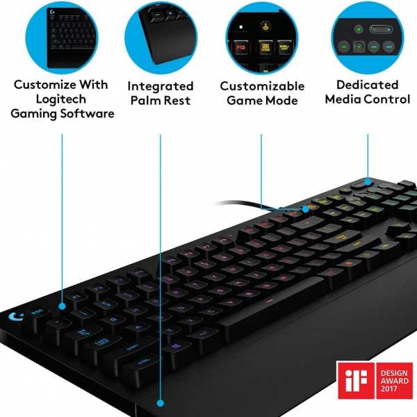 Logitech Tipkovnica USB gaming G213 Prodigy SLO RGB črna gravura