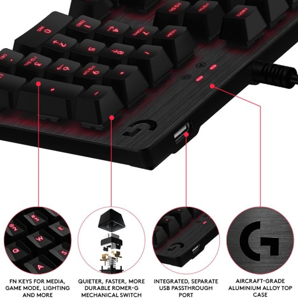 Logitech USB gaming mehanska tipkovnica G413 karbon, črna SLO gravura