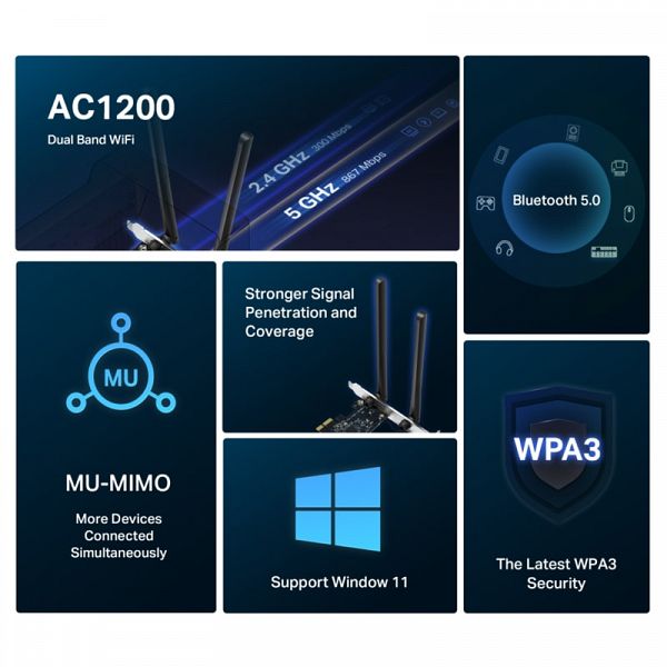 MERCUSYS MA30E AC1200 WiFi Bluetooth Dual Band PCIe mrežna kartica