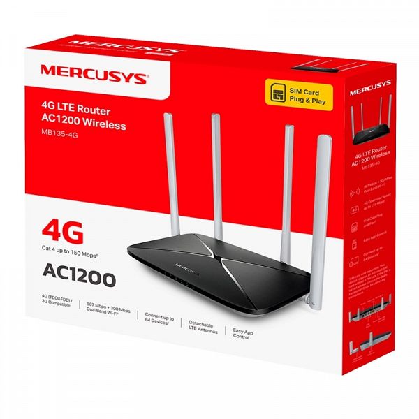 MERCUSYS MB135-4G AC1200 Dual Band 4G LTE SIM brezžični usmerjevalnik-router