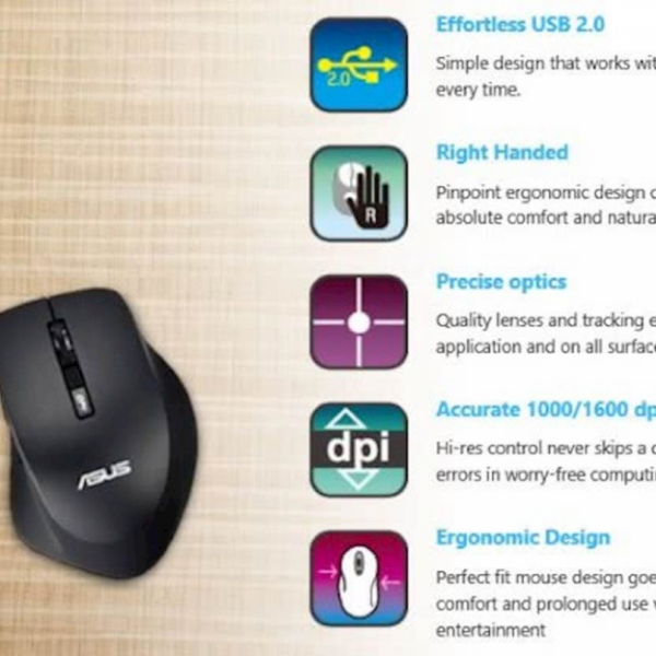 Miška ASUS WT425, brezžična, črna