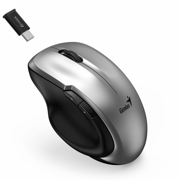 Miška Genius Ergo 8200S WL USB-A/USB-C, srebrna