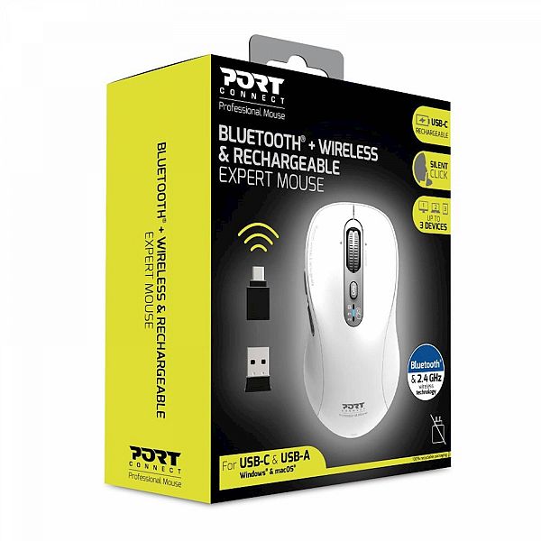 Miška Port Bluetooth expert Mouse bela